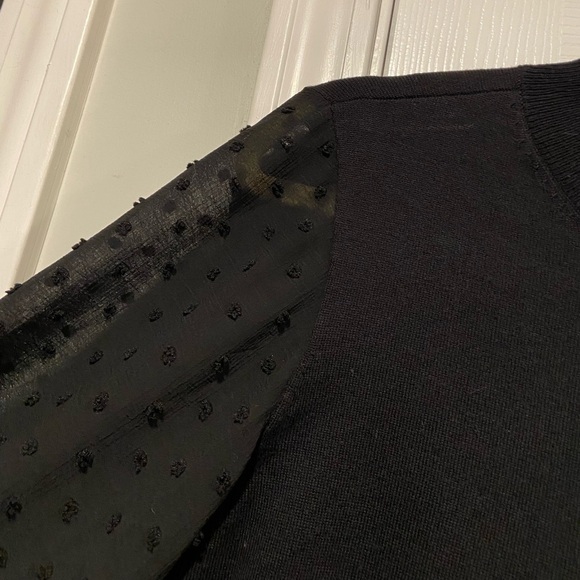 NWT Vince Camuto Size S Black Swiss Dot Long Sleeve Mock Neck Knit Sweater - Picture 2 of 14